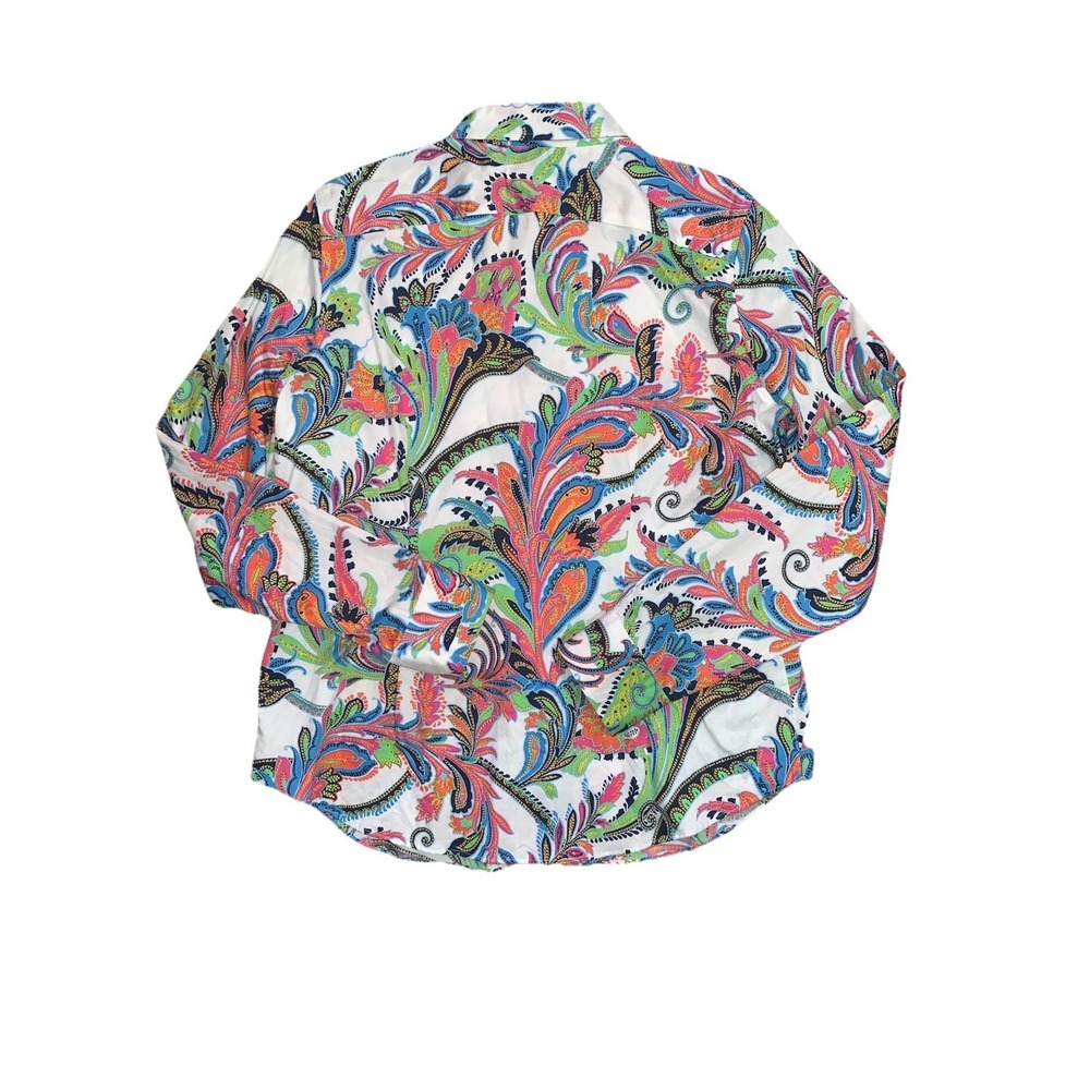 VTG RALPH LAUREN WOMEN'S L SHIRT BUTTON UP PAISLEY LONG SLEEVE NON IRON COLORFUL - Picture 5 of 7